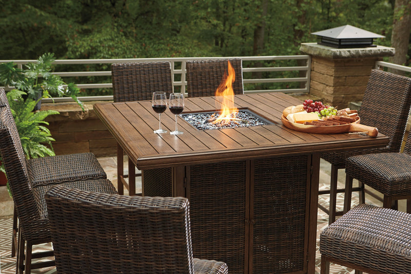 Paradise Trail 9-Piece Outdoor Bar Table Set